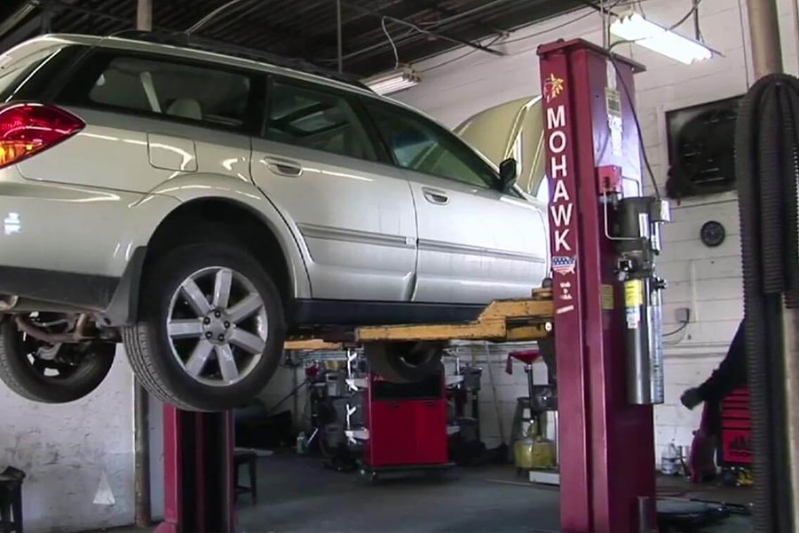 Vehicle On Mechanic Lift